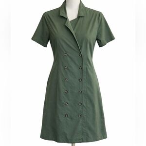 Urban Outfitters Green Shirt Dress Small Double Breasted Button Front